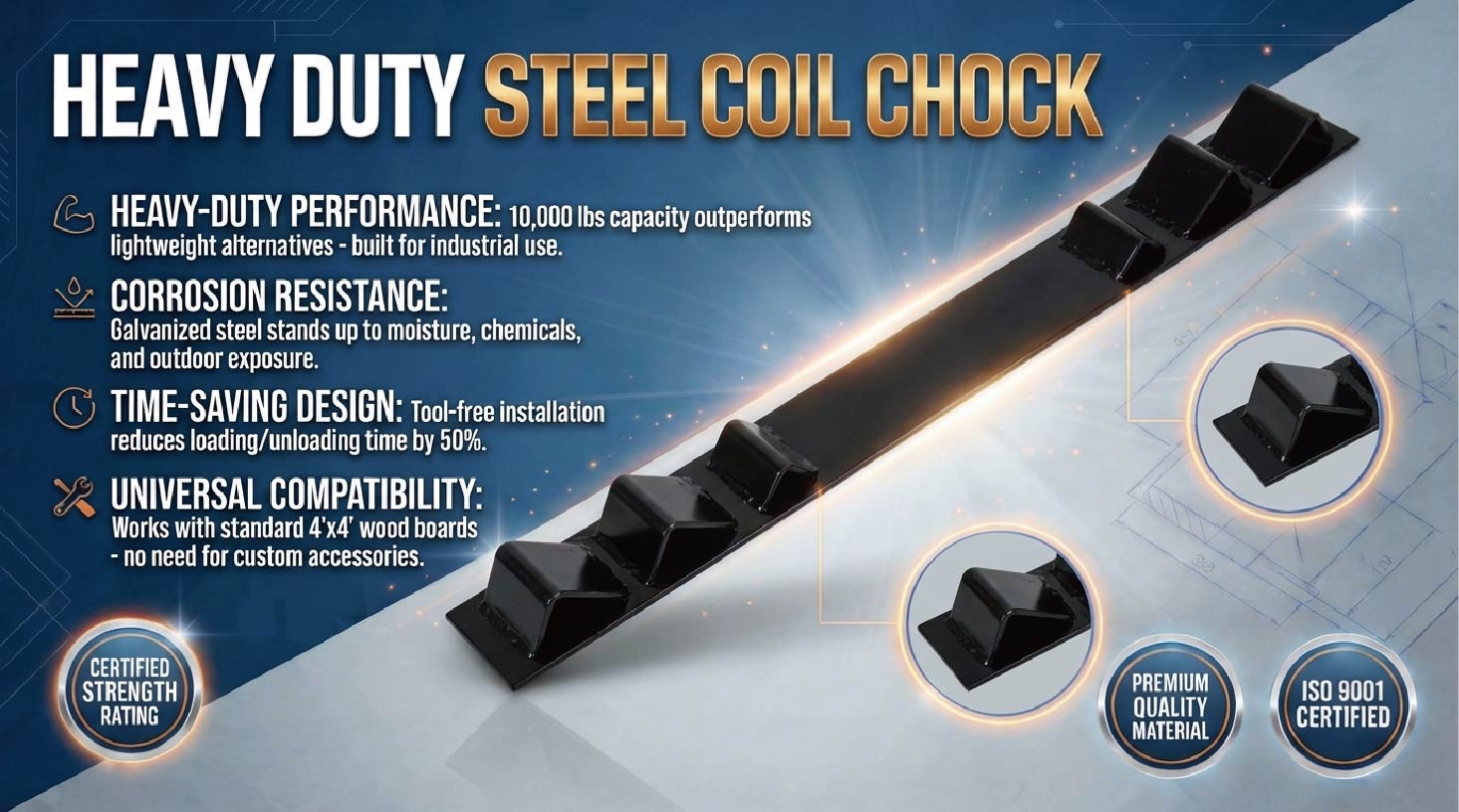 Powder Coated Coil Bunk Chock for Flatbed Trailer 39 Inch Long Heavy Duty Steel Coil Rack