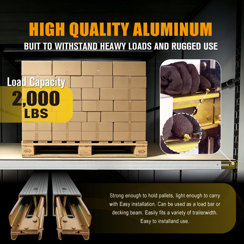 Poutre d'étaiement réglable en aluminium pour platelage de 92 à 103 pouces, charge maximale d'utilisation (CMU) de 2 000 lb