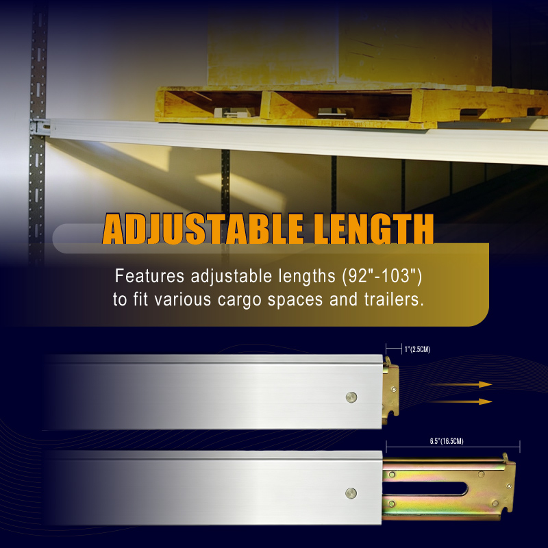 Poutre de platelage réglable en aluminium robuste de 92 à 103 pouces, charge maximale d'utilisation de 3 000 lb pour rail E